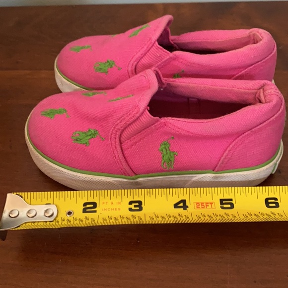 Baby girls Polo Ralph Lauren pony logo girls pink sneakers canvas shoe - Picture 14 of 14